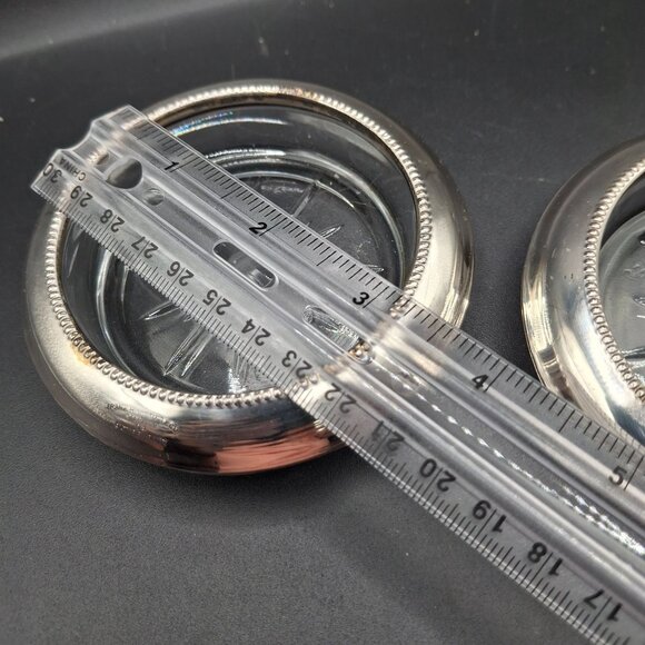 Frank M. Whiting & Co. Sterling Silver & Glass Coasters Set Of 2 - Picture 5 of 5